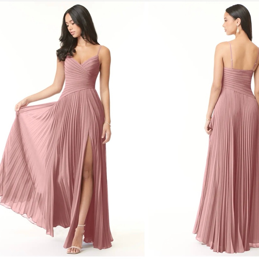 Womens Elegant Pink Pleated Maxi Dress